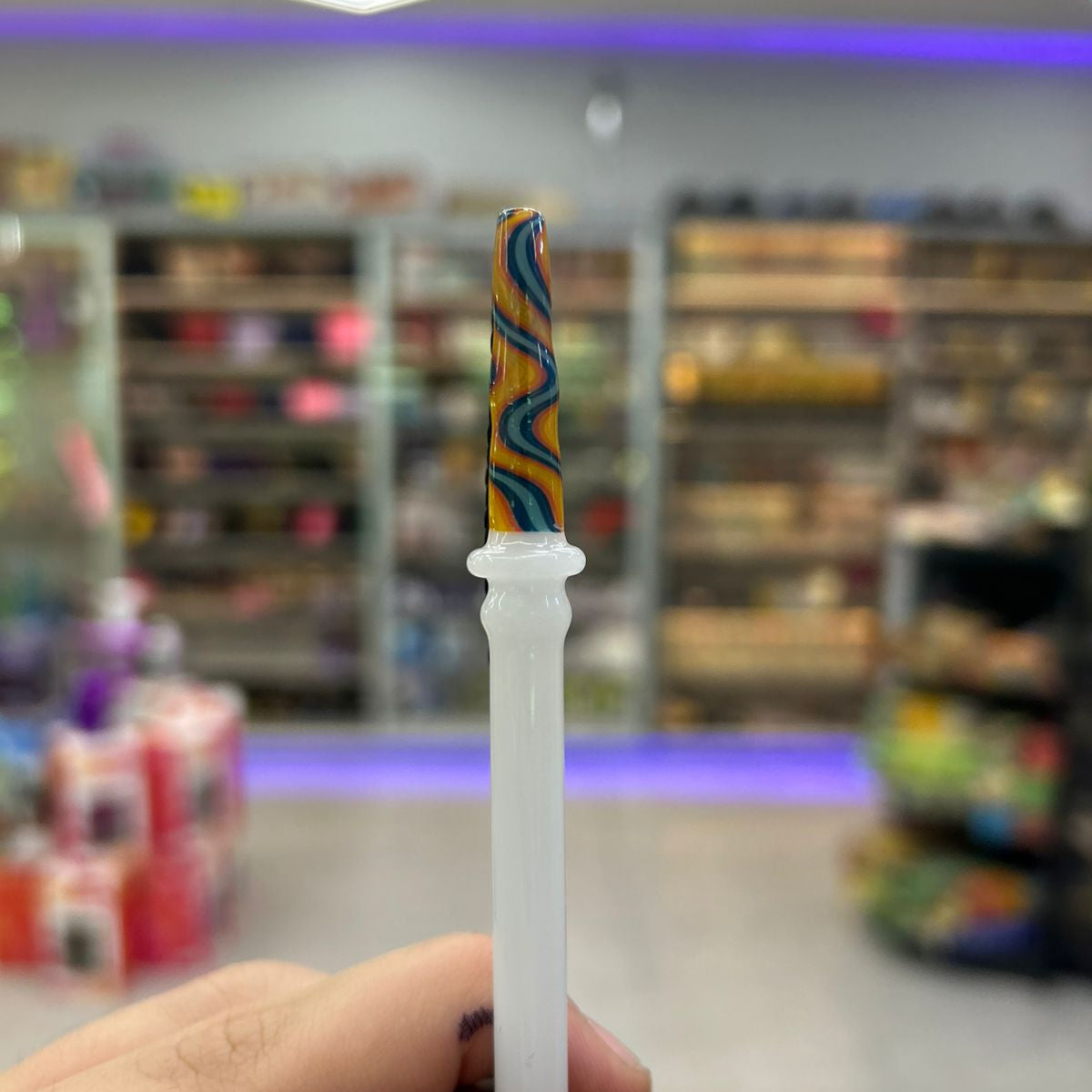 PITEIRA DE VIDRO BRANCA BOCAL WIG WAG