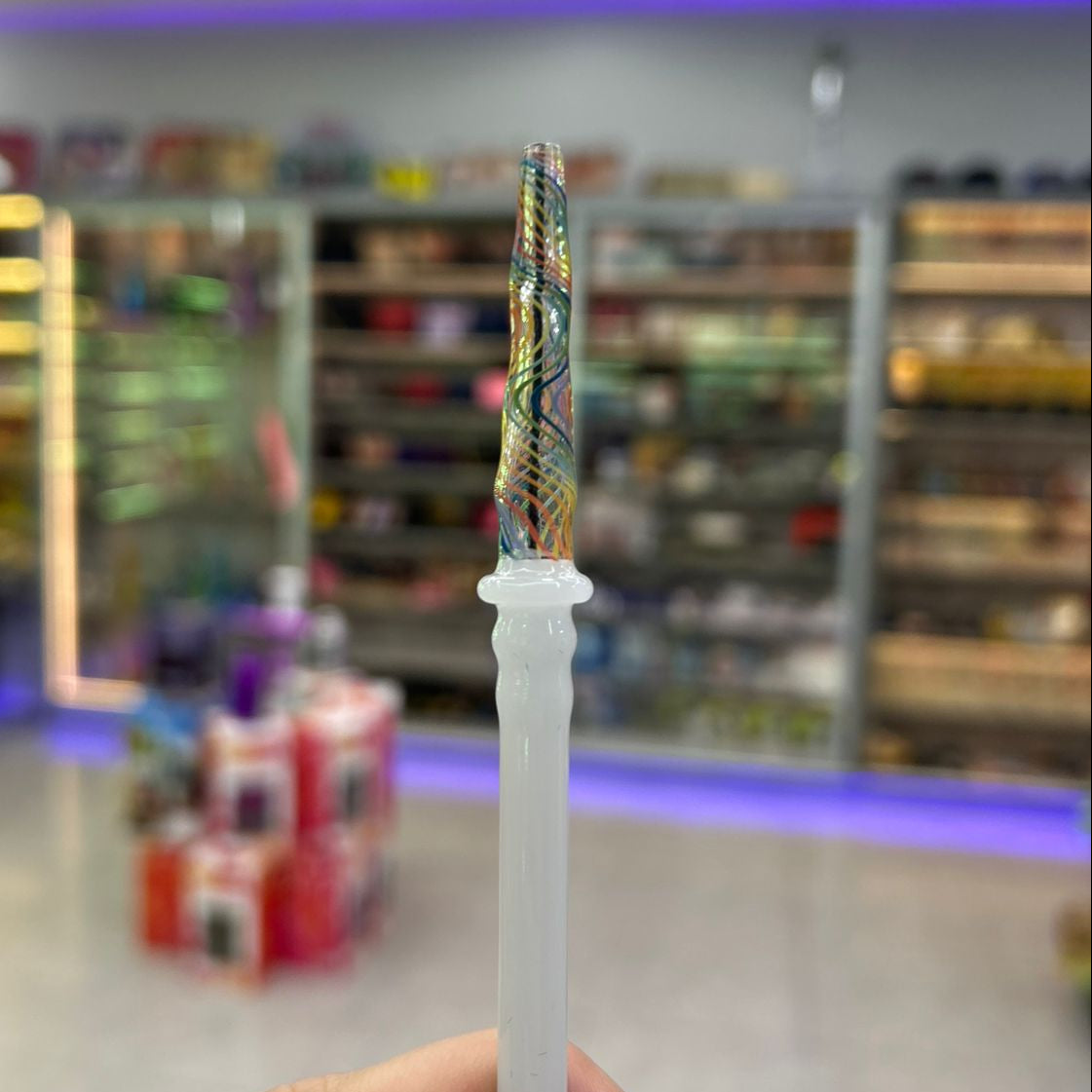 PITEIRA DE VIDRO BRANCA BOCAL WIG WAG